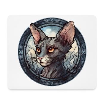 Lykoi Katzenrasse Aquarellglas - Mousepad (Querformat) - Weiß - Vorne