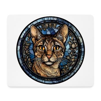 Savannah Katzenrasse Aquarellglas - Mousepad (Querformat) - Weiß - Vorne