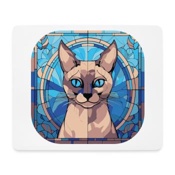 Peinture à l’aquarelle colorée de race de chat siamois - Tapis de souris (format paysage) - blanc - Devant