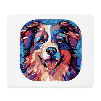 Aquarelle colorée de race de chien de berger australien - Tapis de souris (format paysage) - blanc - Devant