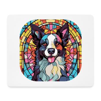 Bunte Grenze Collie Hunderasse Aquarellglas - Mousepad (Querformat) - Weiß - Vorne