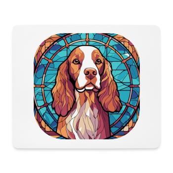 Coloré Bretagne Dog Breed Aquarelle Peinture sur verre - Tapis de souris (format paysage) - blanc - Devant