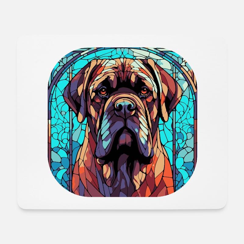 Bunte englische Mastiff Hunderasse Aquarell Glas - Mousepad (Querformat) - Weiß