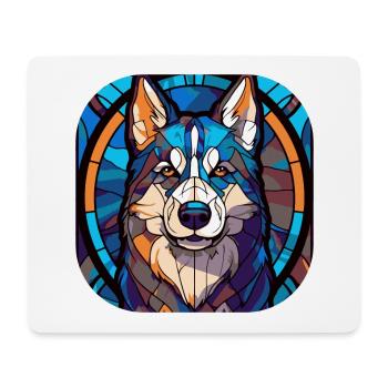 Coloré Husky Dog Race Aquarelle Peinture sur verre - Tapis de souris (format paysage) - blanc - Devant