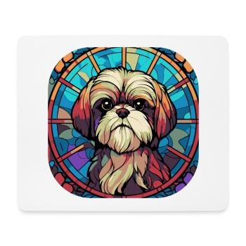 Coloré Shih Tzu Dog Breed Aquarelle Peinture sur verre - Tapis de souris (format paysage) - blanc - Devant