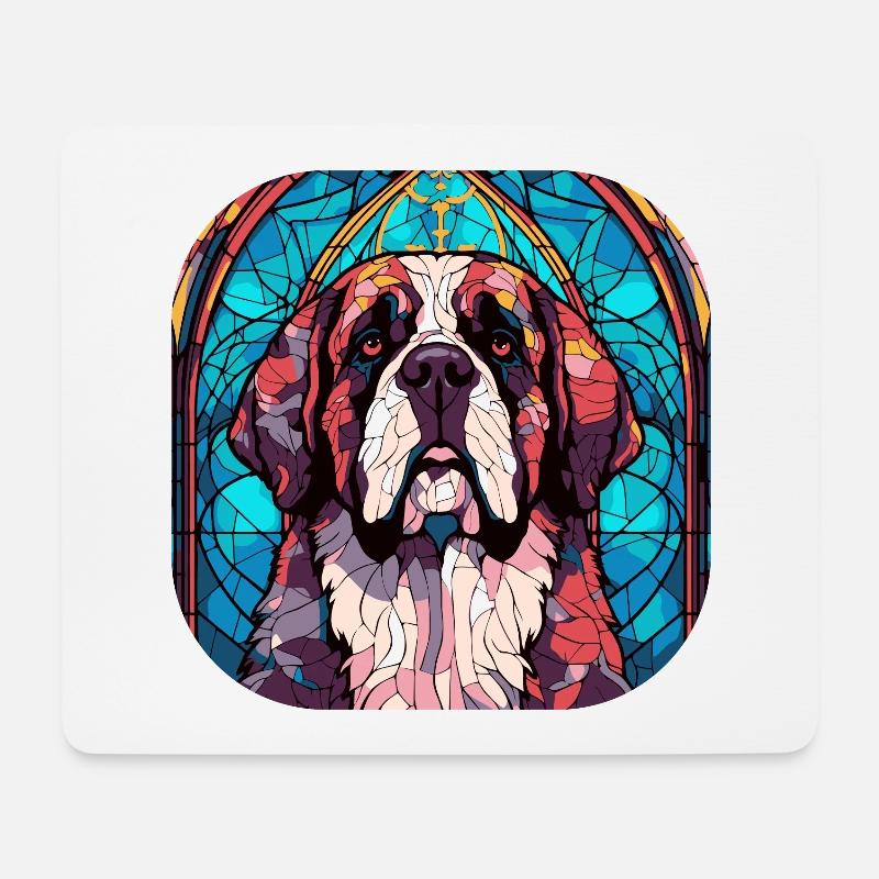 Bunte Bernhardiner-Hunderasse Aquarellglas Pai - Mousepad (Querformat) - Weiß