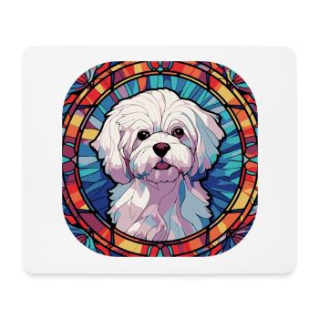 Bunte maltesische Hunderasse Aquarell Glas Painti - Mousepad (Querformat) - Weiß - Vorne