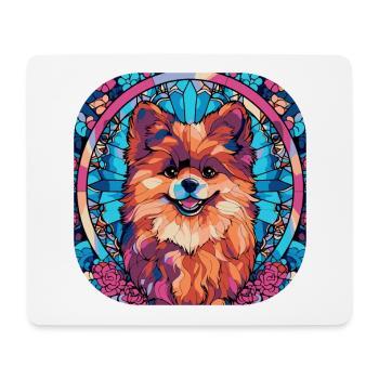 Bunte Pomeranian Hunderasse Aquarellglas Pai - Mousepad (Querformat) - Weiß - Vorne