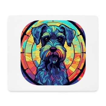 Aquarelle de race de chien miniature Shnauzer colorée - Tapis de souris (format paysage) - blanc - Devant