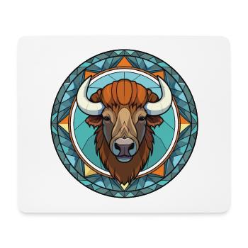 Bison Colorful Watercolor Animal Pet Illustration - Mouse Pad (horizontal) - white - Front