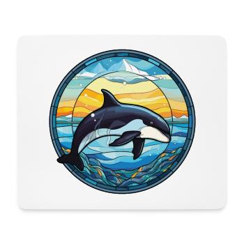Orca Colorful Watercolor Animal Pet Illustration - Mouse Pad (horizontal) - white - Front