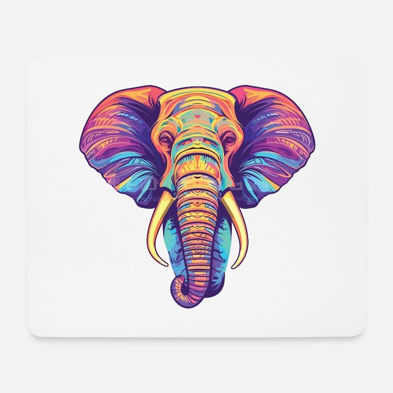 Elefant Bunte Aquarell-Tierillustration - Mousepad (Querformat) - Weiß