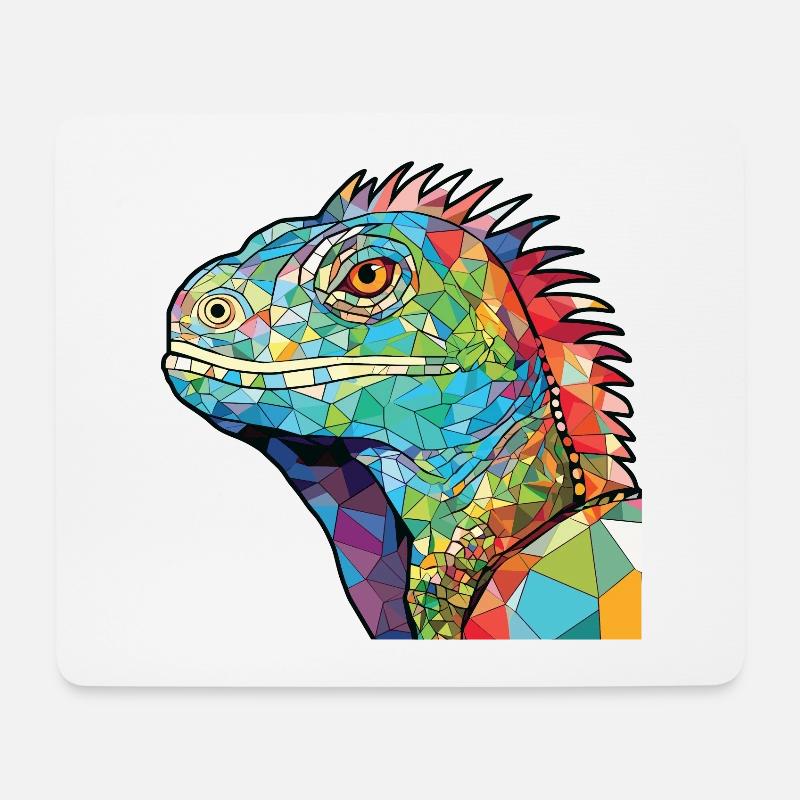 Leguan Buntes Aquarell Tier Haustier Illustration - Mousepad (Querformat) - Weiß