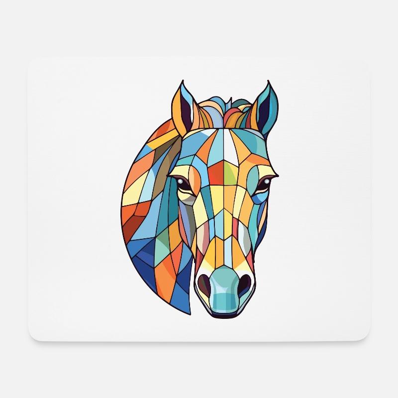 Pferd Buntes Aquarell Tier Haustier Illustration - Mousepad (Querformat) - Weiß