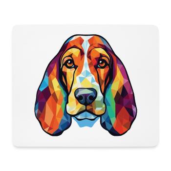 Basset Hound Chien Coloré Aquarelle Animal Animal Pet - Tapis de souris (format paysage) - blanc - Devant