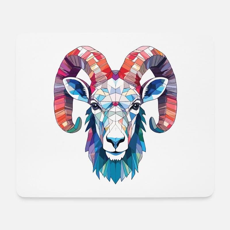 Dickhornschaf Bunte Aquarell-Tierkarikatur - Mousepad (Querformat) - Weiß