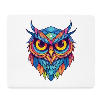 Owl Colorful Watercolor Animal Pet Illustration - Mouse Pad (horizontal) - white - Front