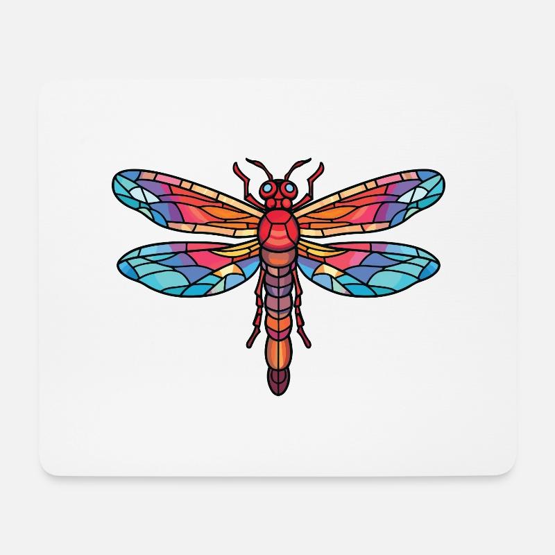 Libelle Bunte Aquarell-Tierillustration - Mousepad (Querformat) - Weiß