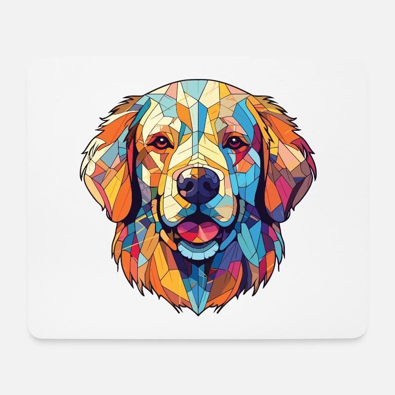 Golden Retriever Buntes Aquarell Tier Haustier - Mousepad (Querformat) - Weiß