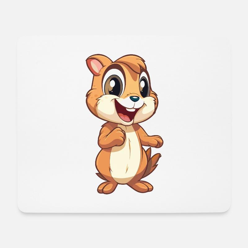 Streifenhörnchen-Karikatur-Kawaii-Aquarell-Illustration - Mousepad (Querformat) - Weiß