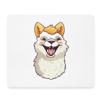 Alpaga Cartoon Kawaii Aquarelle Illustration - Tapis de souris (format paysage) - blanc - Devant