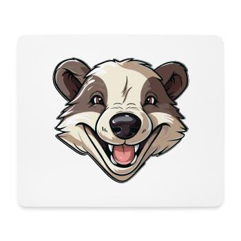 Blaireau Mignon Dessin Animé Kawaii Aquarelle Illustration - Tapis de souris (format paysage) - blanc - Devant