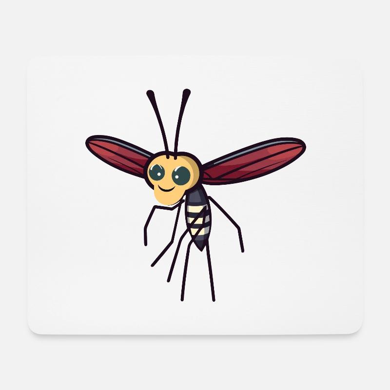 Moskito-Karikatur-Kawaii-Aquarell-Illustration - Mousepad (Querformat) - Weiß