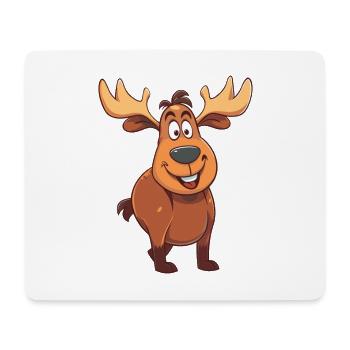 Moose Cartoon Kawaii Watercolor Illustration - Mouse Pad (horizontal) - white - Front