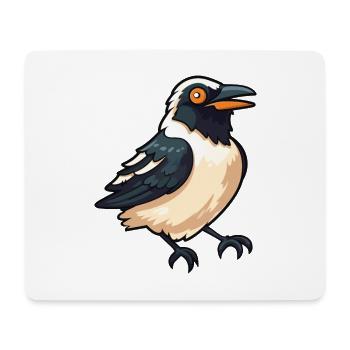 Magpie Cartoon Kawaii Aquarelle Illustration - Tapis de souris (format paysage) - blanc - Devant