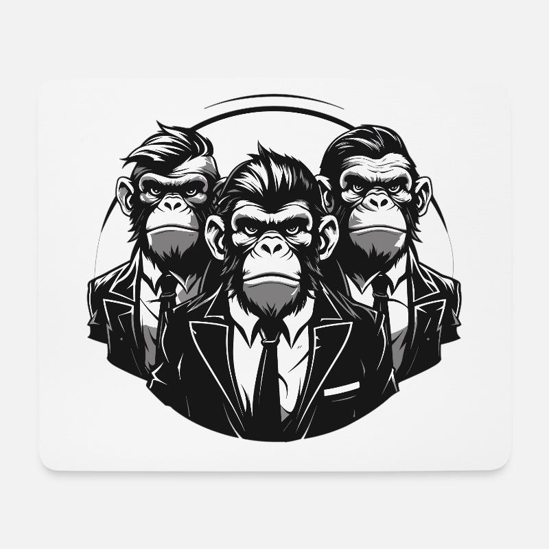 Die drei Affen im Anzug - Mousepad (Querformat) - Weiß