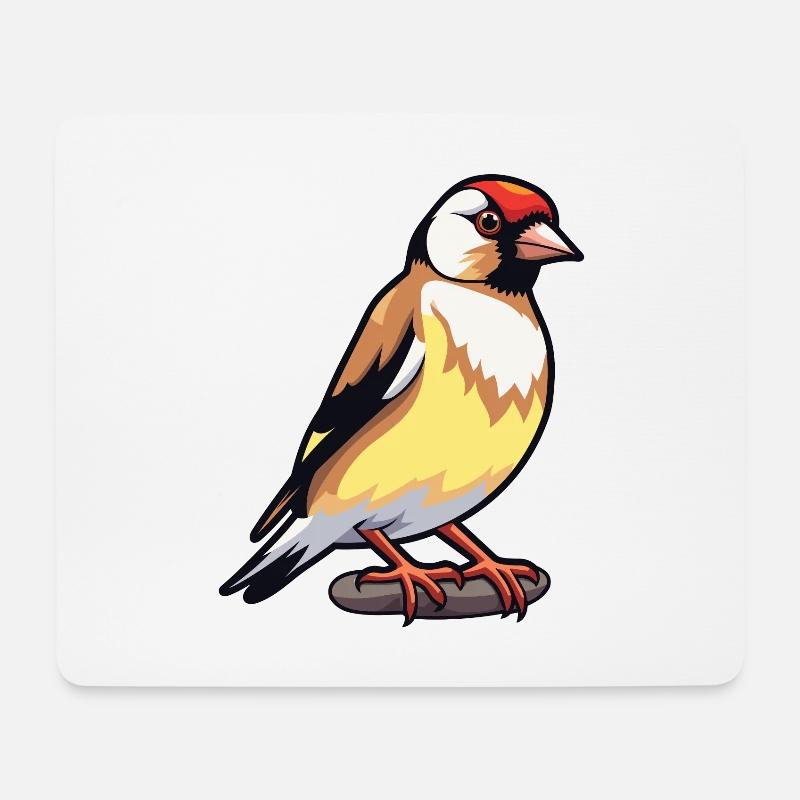 Stieglitz-Karikatur-Kawaii-Aquarellillustration - Mousepad (Querformat) - Weiß