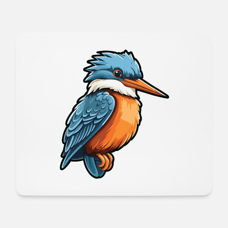 Eisvogel-Karikatur-Kawaii-Aquarell-Illustration - Mousepad (Querformat) - Weiß