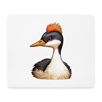 Grebe Cartoon Kawaii Aquarelle Illustration - Tapis de souris (format paysage) - blanc - Devant