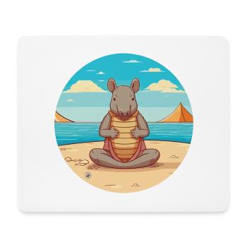 Armadillo Cartoon Yoga Beach Summer Illustration - Mouse Pad (horizontal) - white - Front