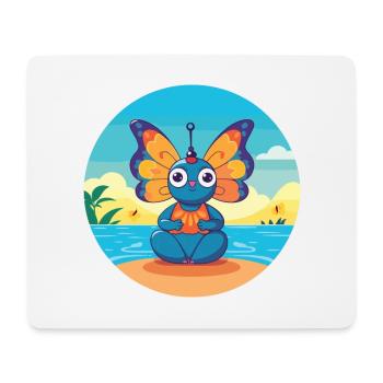 Schmetterlingskarikatur Yoga Strand Sommer Illustration - Mousepad (Querformat) - Weiß - Vorne
