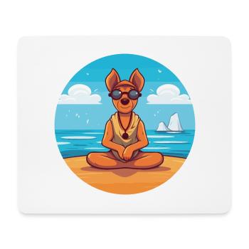 Chien Cartoon Yoga Beach Illustration d’été - Tapis de souris (format paysage) - blanc - Devant
