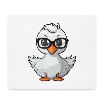Schwan, der Brille trägt, Karikatur-Kawaii-Illustration - Mousepad (Querformat) - Weiß - Vorne