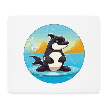 Orca-Karikatur-Yoga-Strand-Sommer-Illustration - Mousepad (Querformat) - Weiß - Vorne