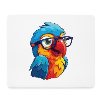 Papagei mit Brille Cartoon Kawaii Illustration - Mousepad (Querformat) - Weiß - Vorne