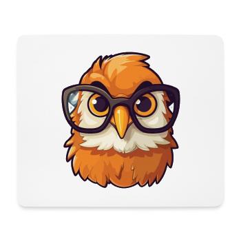 Hawk Wearing Glasses Cartoon Kawaii Illustration - Mouse Pad (horizontal) - white - Front