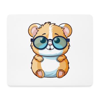 Hamster mit Brille Cartoon Kawaii Illustration - Mousepad (Querformat) - Weiß - Vorne