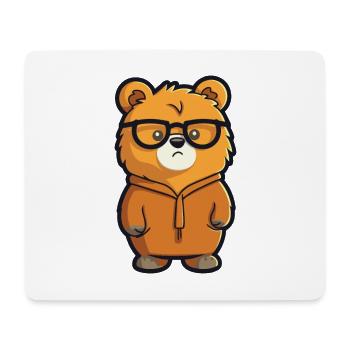 Ours portant des lunettes Dessin animé Kawaii Illustration - Tapis de souris (format paysage) - blanc - Devant
