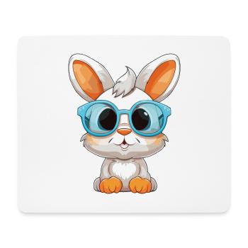 Hase mit Brille Cartoon Kawaii Illustration - Mousepad (Querformat) - Weiß - Vorne
