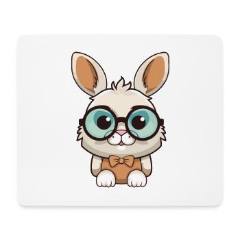 Hase trägt Brille Cartoon Kawaii Illustration - Mousepad (Querformat) - Weiß - Vorne
