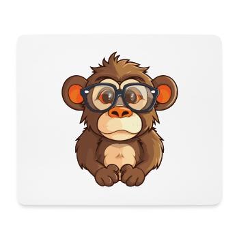 Pavian trägt Brille Karikatur Kawaii Illustration - Mousepad (Querformat) - Weiß - Vorne