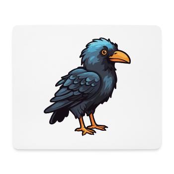 Raven Cartoon Kawaii Watercolor Illustration - Mouse Pad (horizontal) - white - Front