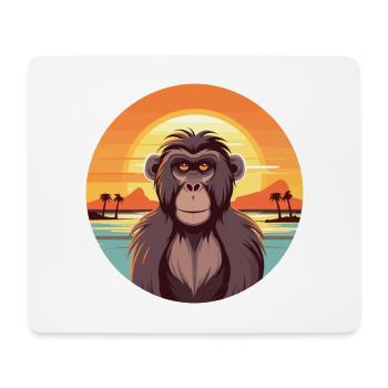 Baboon Funny Cartoon Kawaii Beach Illustration - Mouse Pad (horizontal) - white - Front