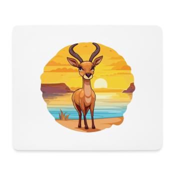 Antilope Drôle de dessin animé Kawaii Beach Illustration - Tapis de souris (format paysage) - blanc - Devant