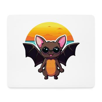 Bat Funny Cartoon Kawaii Beach Illustration - Mouse Pad (horizontal) - white - Front