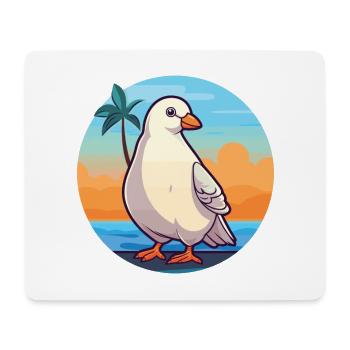 Taube Lustige Karikatur Kawaii Strand Illustration - Mousepad (Querformat) - Weiß - Vorne